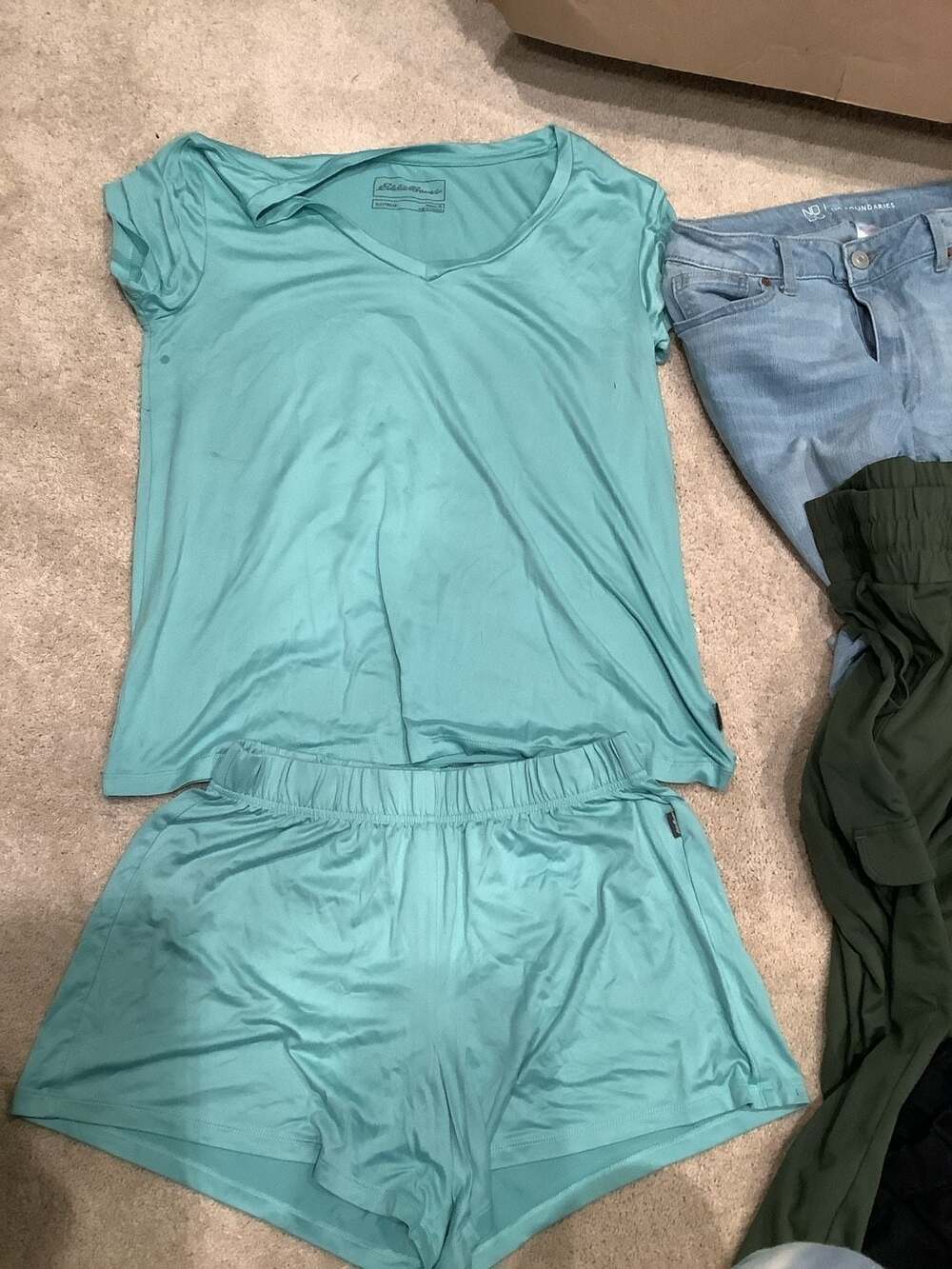 Eddie Bauer Sleepwear PJ Set Size M Turquoise Short Sleeve Top Shorts